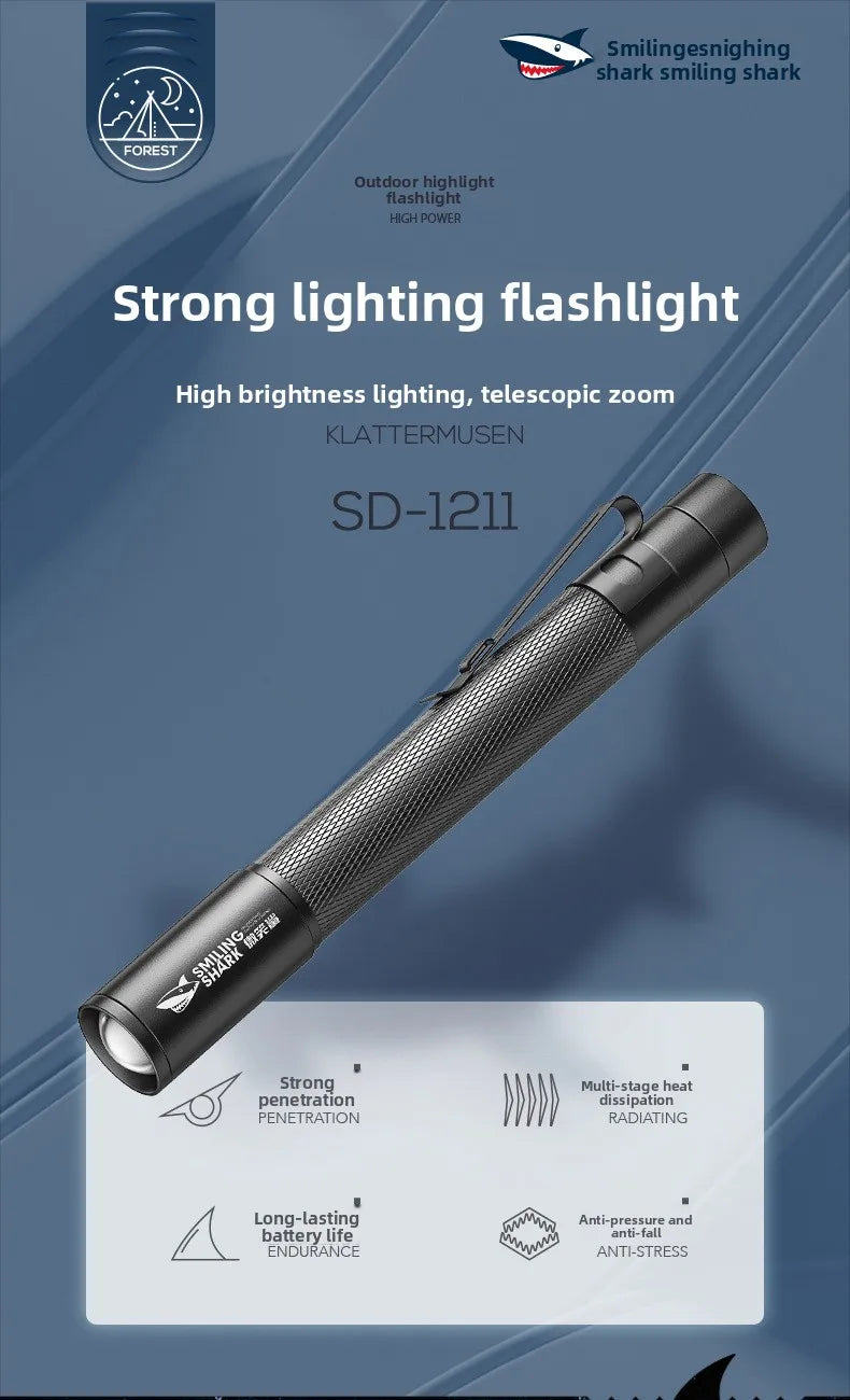 Focusable Mini Flashlight High Lumens LED Pocket Light with Smooth Zoom Perfect  EDC  Camping  Car Repair