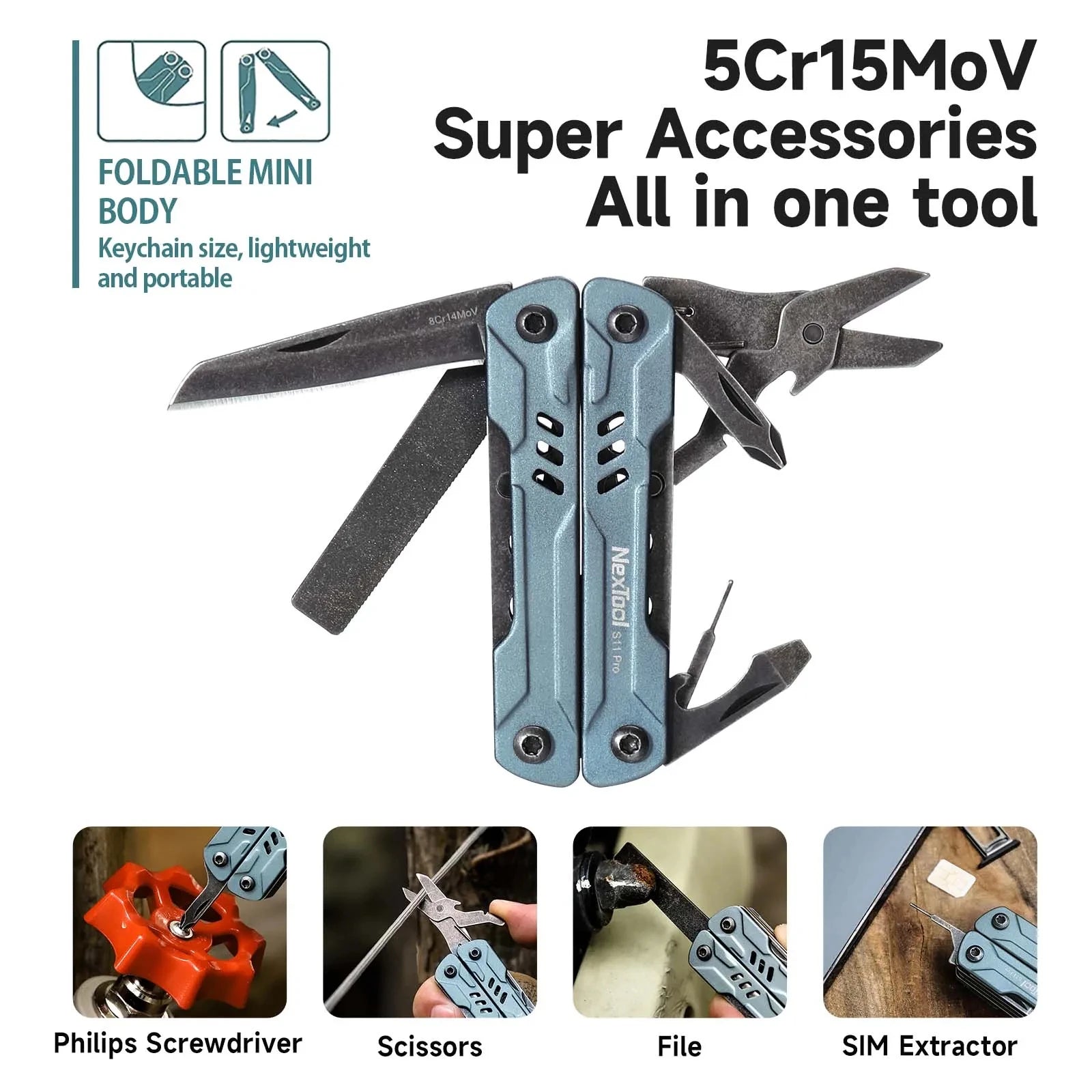 NexTool Mini Sailor Pliers S11 Pro 12-In-1 Multi Tool Pocket Knife Folding Tools Wire Cutters EDC Card Pin Screwdriver Scissors