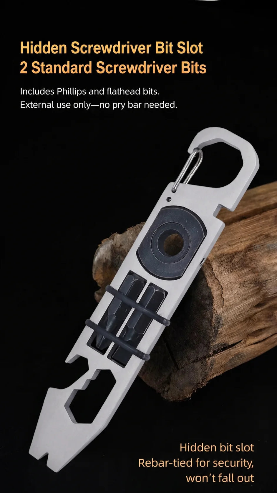 Multifunctional EDC Tool Card, Ratchet Screwdriver Crowbar Bottle Opener, Outdoor Survival Self-Defense Keychain Gadget