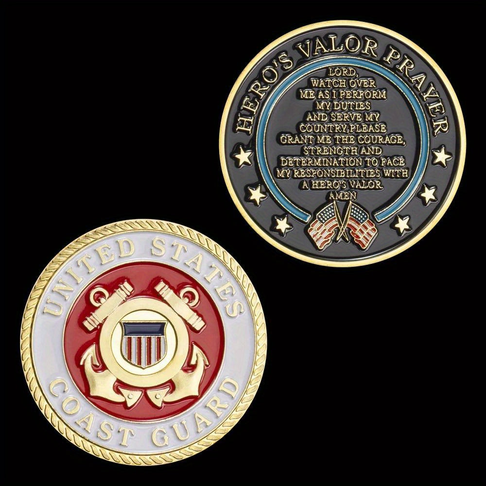 United States Coast Guard Challenge Coin and HeroValor Prayer for Courge Coins Golden Plated Souvenirs Decors Commemorative Coin
