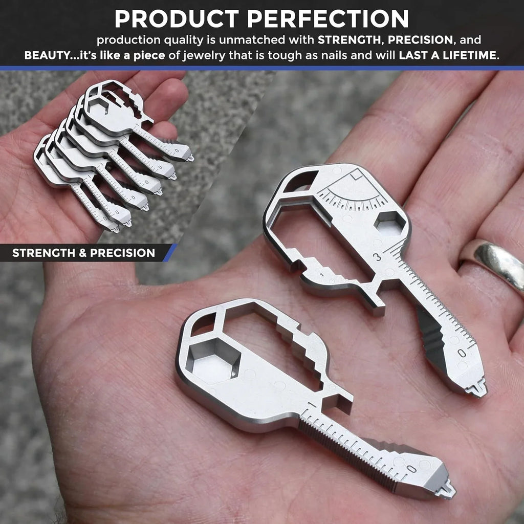 Multi-tool | Original Key Shaped Pocket Tool | Stainless Steel Keychain Utility Gadget | 16+ Tools | TSA Safe Multitool