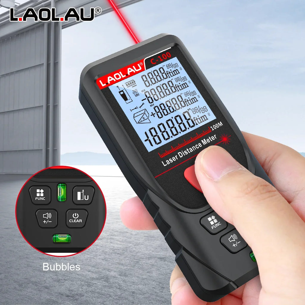 LAOLAU Digital Laser Range Finder RED/Green Laser Beam Meter High Precision Measuring Tools Backlit Screen IP54 Waterproof