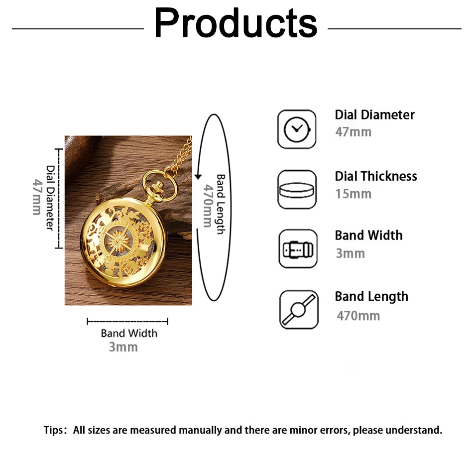 Gold pocket watch, outdoor hiking and adventure equipment, flip compass pocket watch