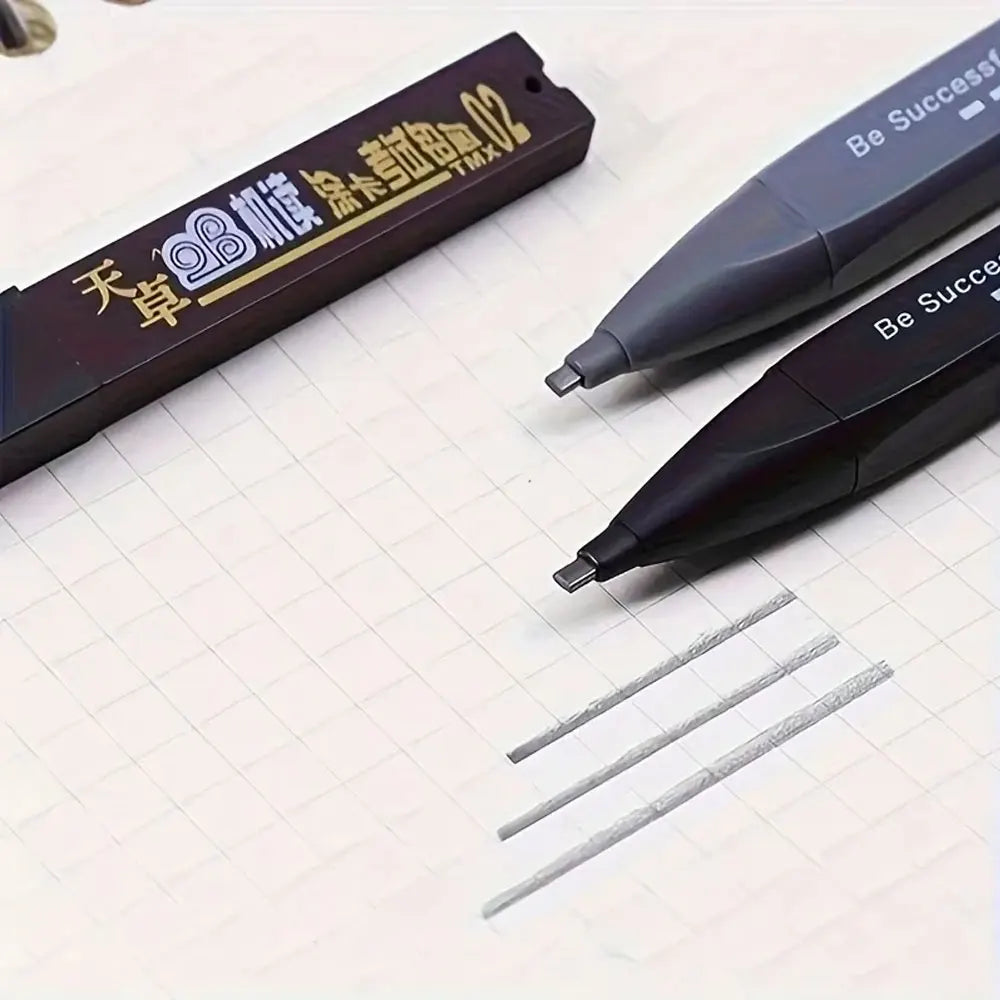 3 pencils and 48 leads 2B black mechanical pencils without sharpening leads are convenient and practical (mixed colors)