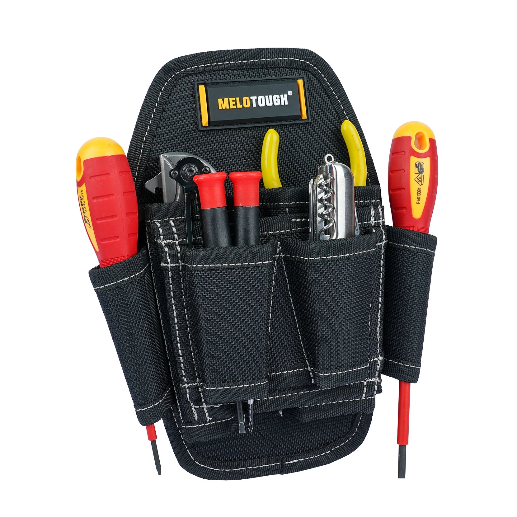 7 Pocket Clip on Tool Pouch Small Tool Holder, Min Work Organizer Tool Holster and Knife Holder with Belt Clip