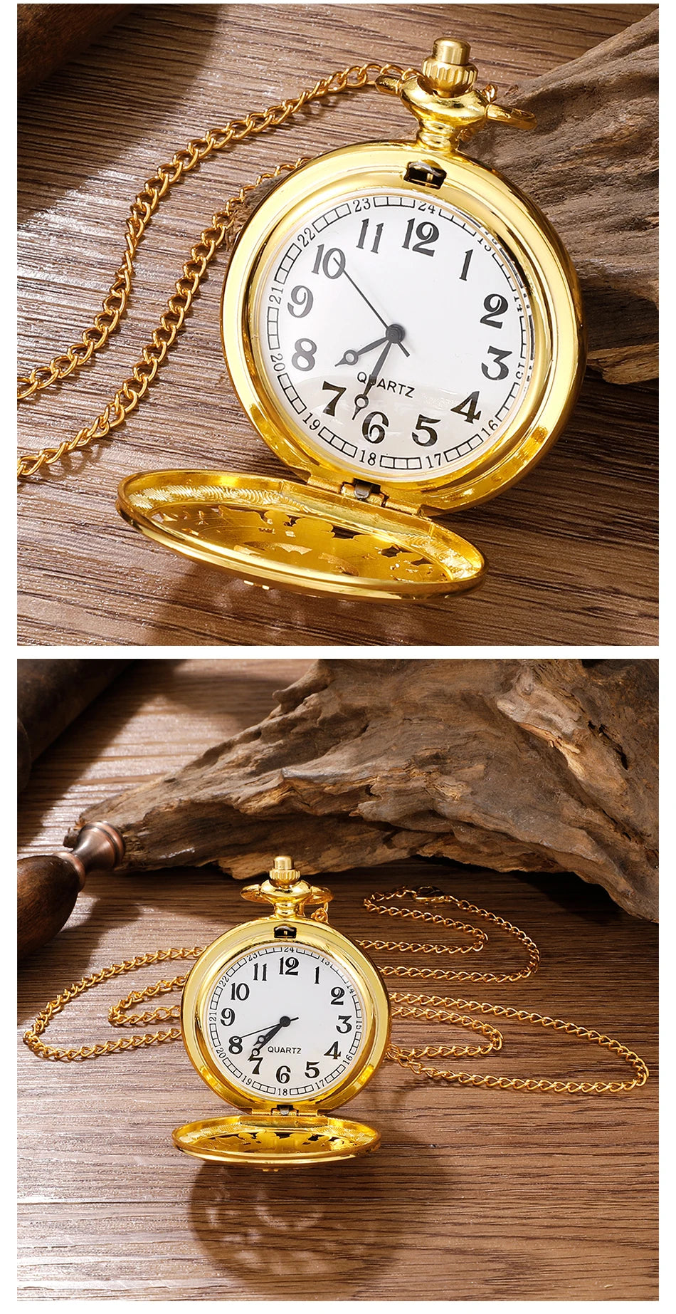 Gold pocket watch, outdoor hiking and adventure equipment, flip compass pocket watch