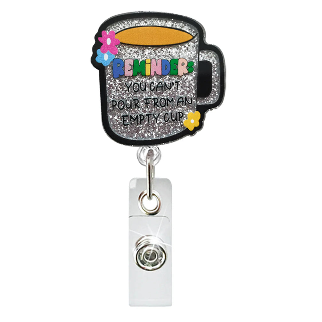 Acrylic Brain Baby Cat Coffee Cup Medical Rotatable Id Badge Holder Retractable Badge Reel Gift For Doctor Nurse Key Chain Tools