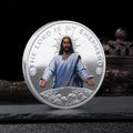 Jesus Colour Printed Metal Commemorative Coin Golden Plated Coin Stations of The Cross Pattern Souvenir Coin Collectible Coin