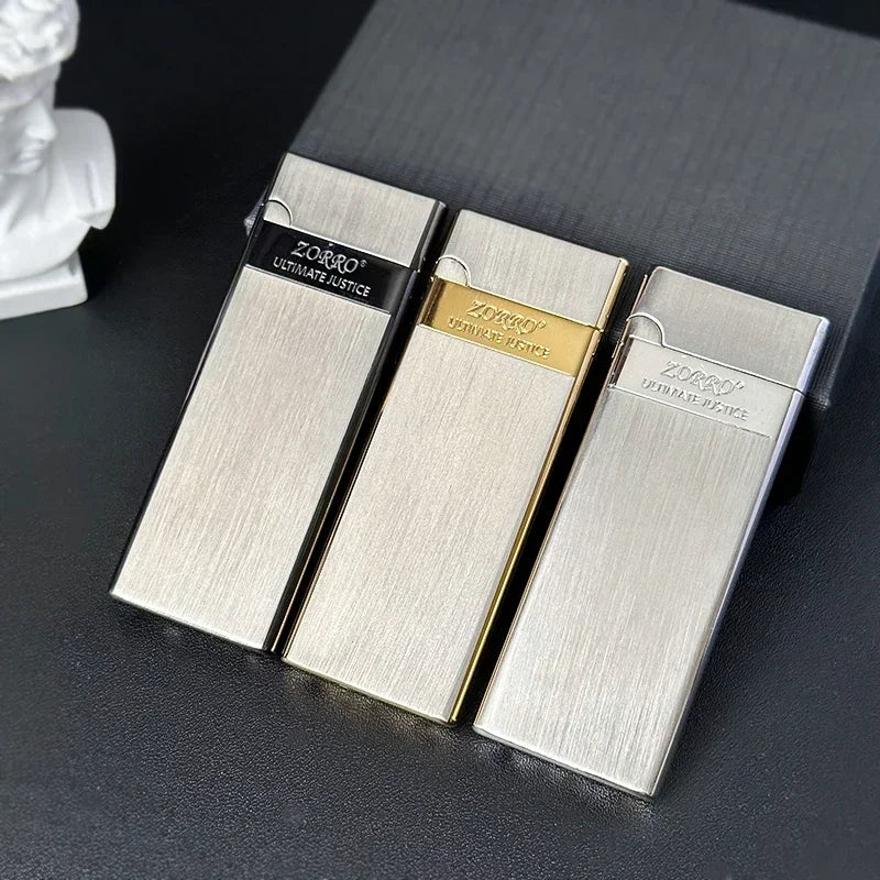 ZORRO Metal Ultra-thin  Butane Gas Inflatable Grinding Wheel Ignition Lighter Cigarette Lighters High-end Men's Small Tools