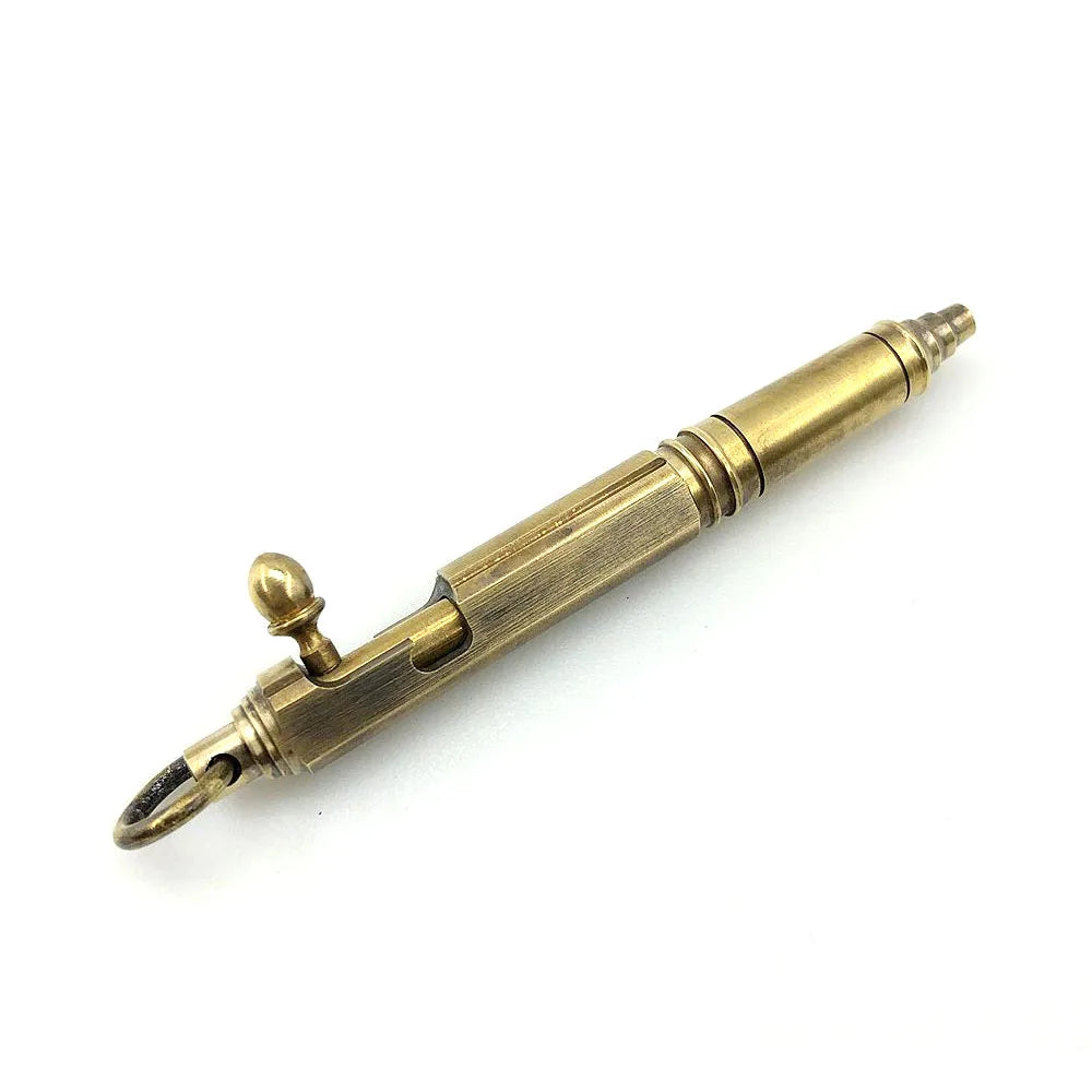 Outdoors Writing Tools EDC Mini Pocket Pen Handmade Brass Bolt Ballpoint Pen
