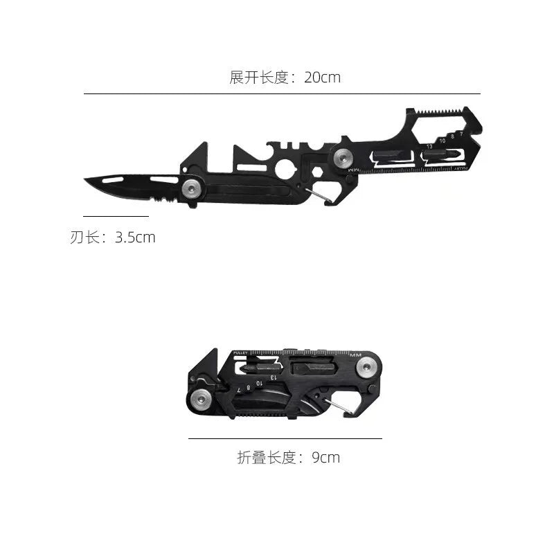 Multi functional knife tool card EDC outdoor survival folding wrench tool knife stainless steel combination knife card