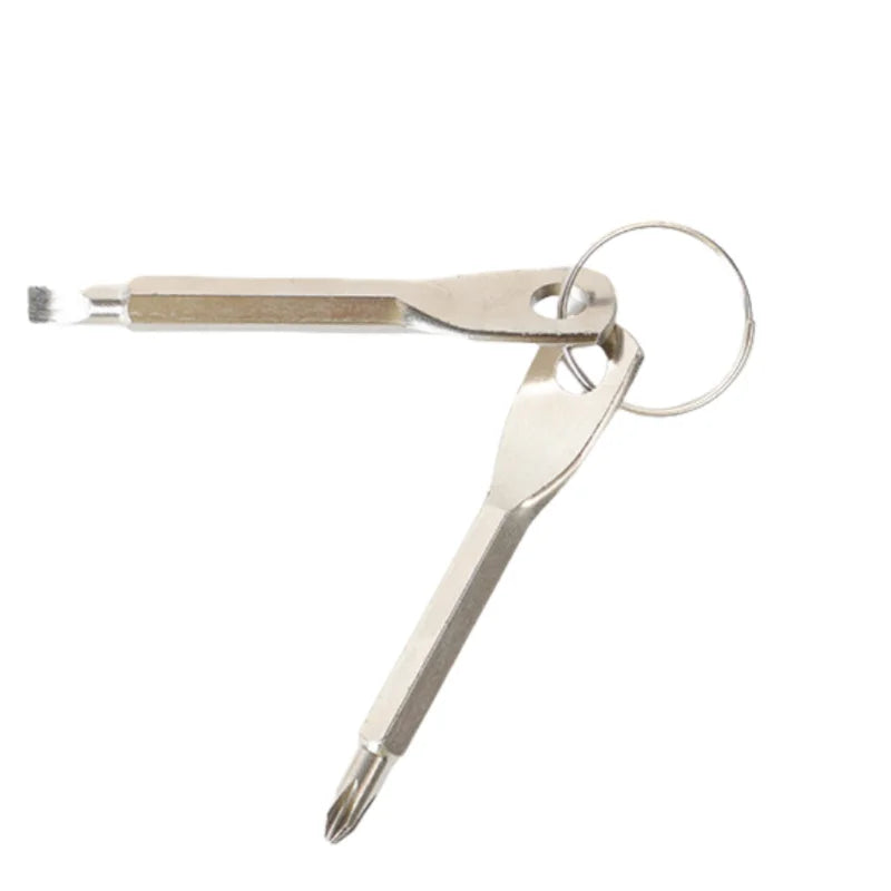 Portable Phillips Slotted Screwdriver Key Ring Multi Mini Pocket Repair Tool Gadget