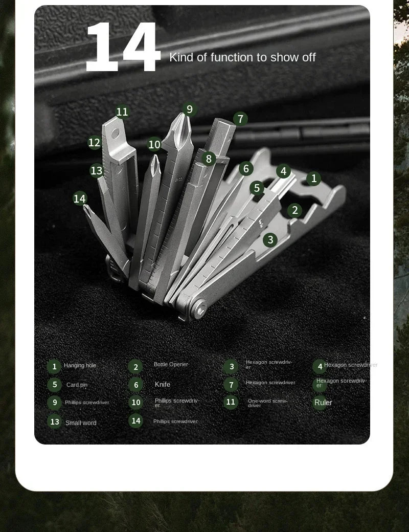 Multi-functional Stainless Steel Pocket Tool – 13-in-1 Portable Folding Tool for Outdoor Emergency Repairs