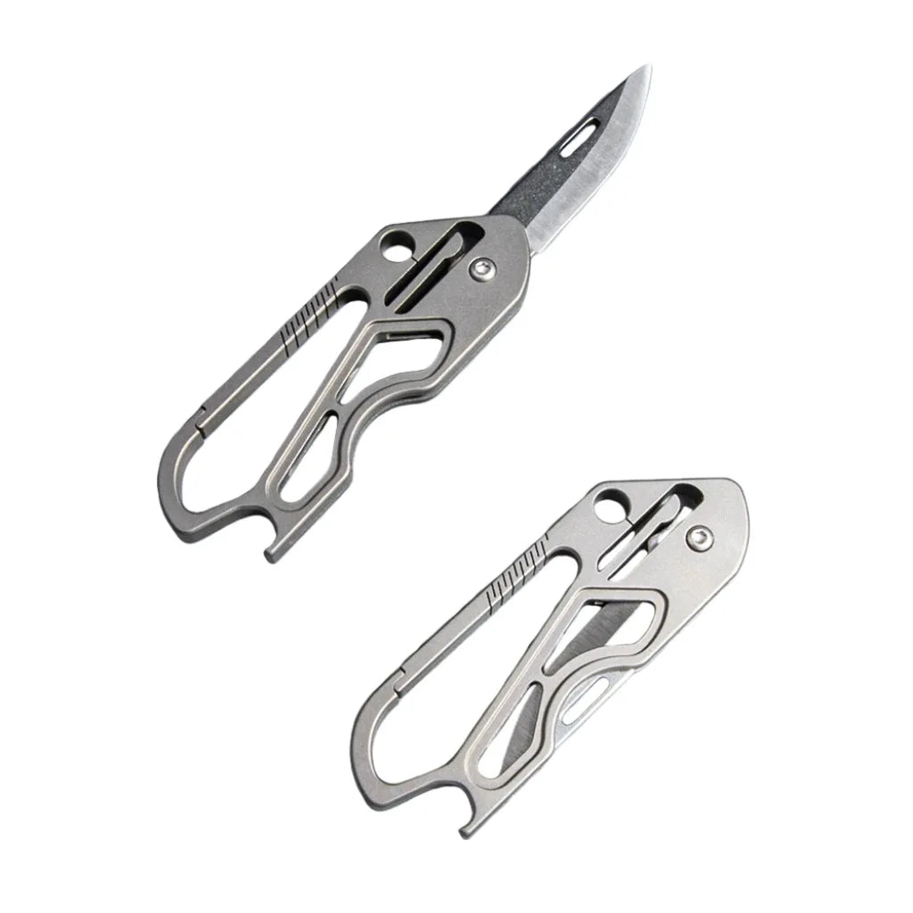 Titanium Alloy Keychain Folding Knife Multifunctional EDC Pocket Cutter With Bottle Opener Portable Outdoor Daily Carry Tool