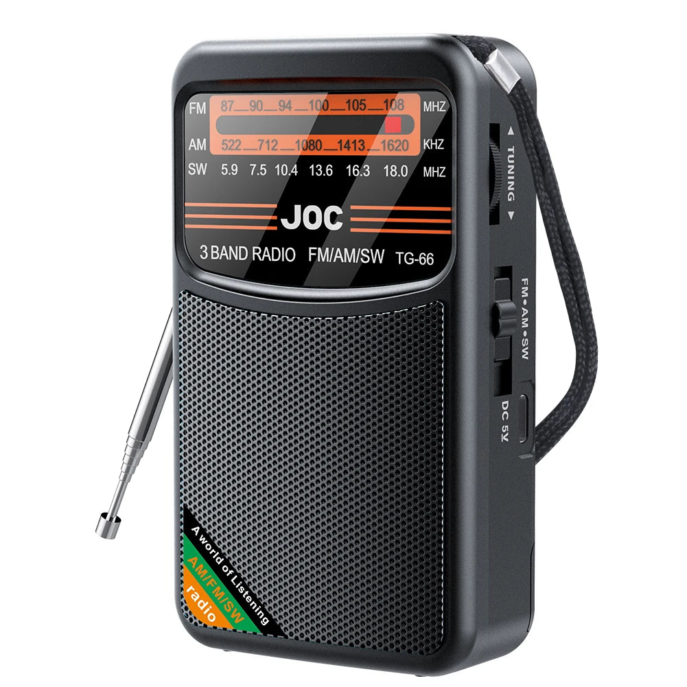 Portable Radio AM FM SW Pocket Radios with Rechargeable Battery Built in Speaker with HD Display Screen Mini FM Receiver Radios