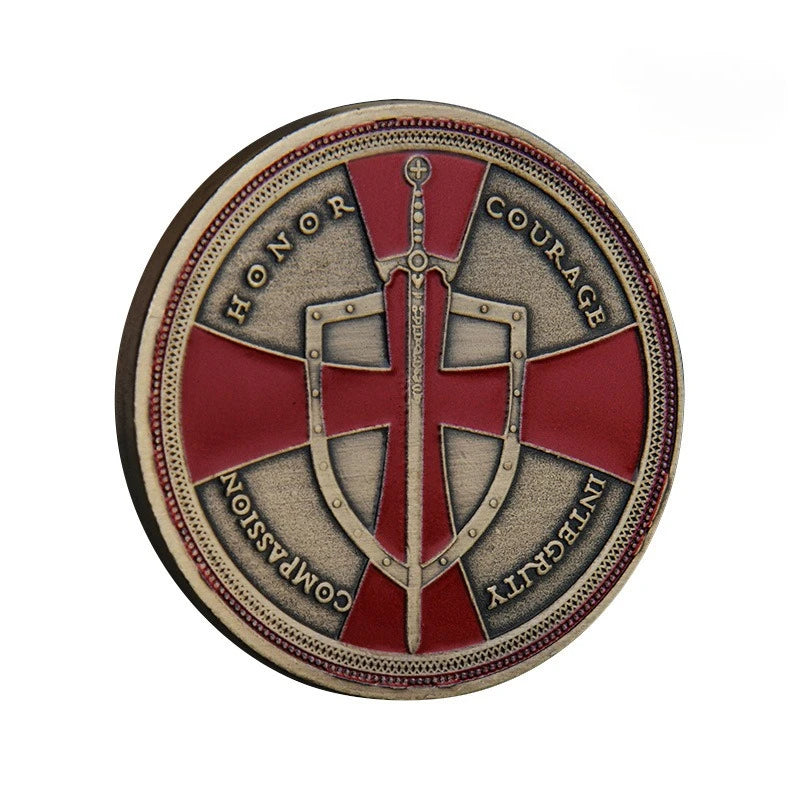Knight Templar Challenge Coin Red Cross Crusaders Medal Creed Token in Capsule Honor Badge Commemorative Coin