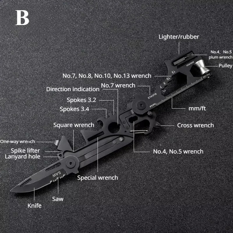 Multifunctional Outdoor Tool Combination Card Folding Molle Scissor Army Knife Mini Bicycle Repair EDC Camping Gear Equipment