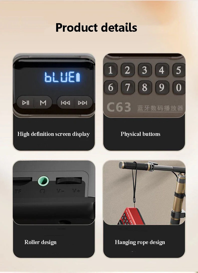 Rechargeable Portable FM Radio Type C Charging Wireless Speakers Support USB TF Card MP3 Music Player with FM Radio Receiver