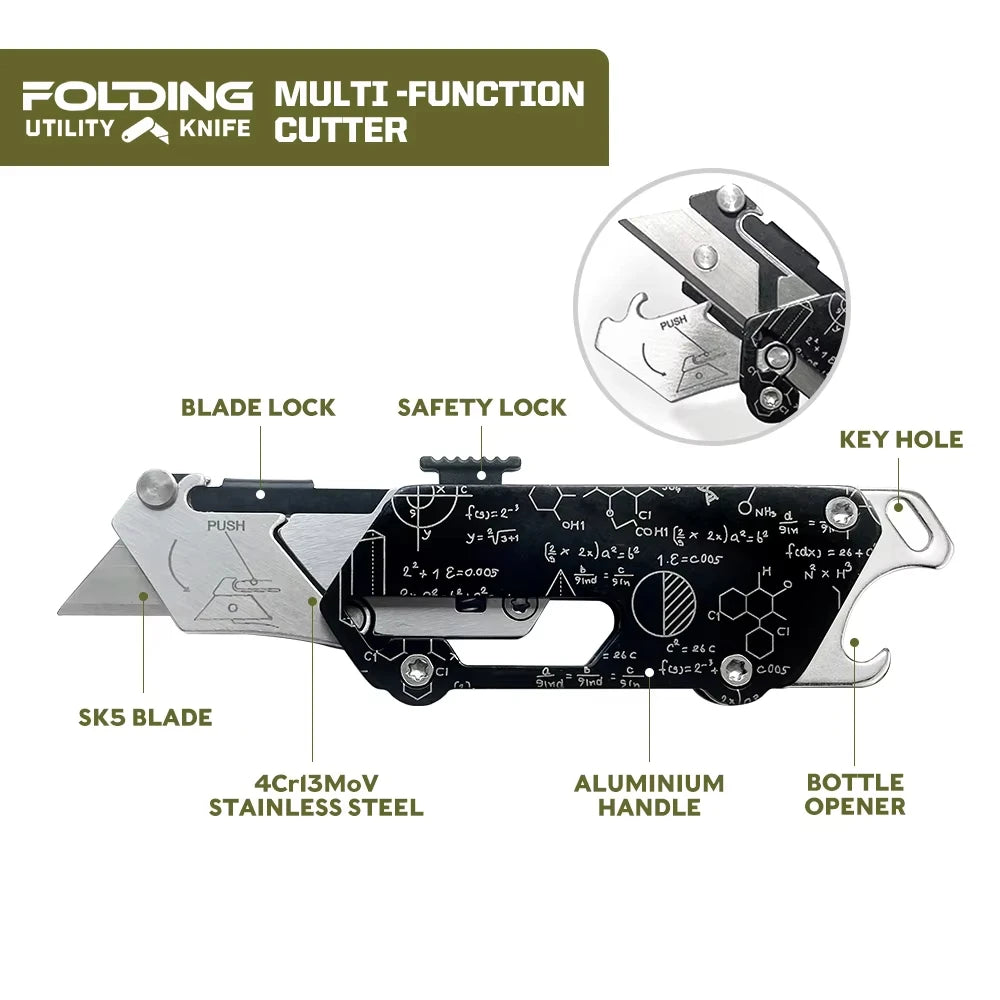 SWISS TECH Pocket Utility Knife Multitool Knives 2 In 1 Mini Stationery Knives Box Cutter Paper Cutting EDC Tool