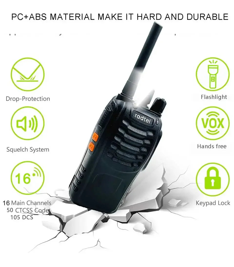 Radtel RT88 Rechargeable Walkie Talkie  Portable Two Way Radio Long Range for Audlt Business Travelling, hiking outdoor fishing