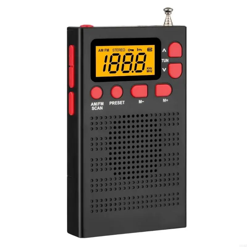 Portable Radio Mini FM Weather Radio Pocket Radio Player LCD Screen Digital Radio Long Distance Best Reception H8WD