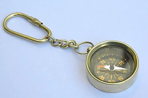 Vintage Brass Nautical Miniature Keychains Set of 4 Maritime Metal Key Rings Collectible Souvenirs for Sailors, Boats & Coastal