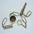 Vintage Brass Nautical Miniature Keychains Set of 4 Maritime Metal Key Rings Collectible Souvenirs for Sailors, Boats & Coastal